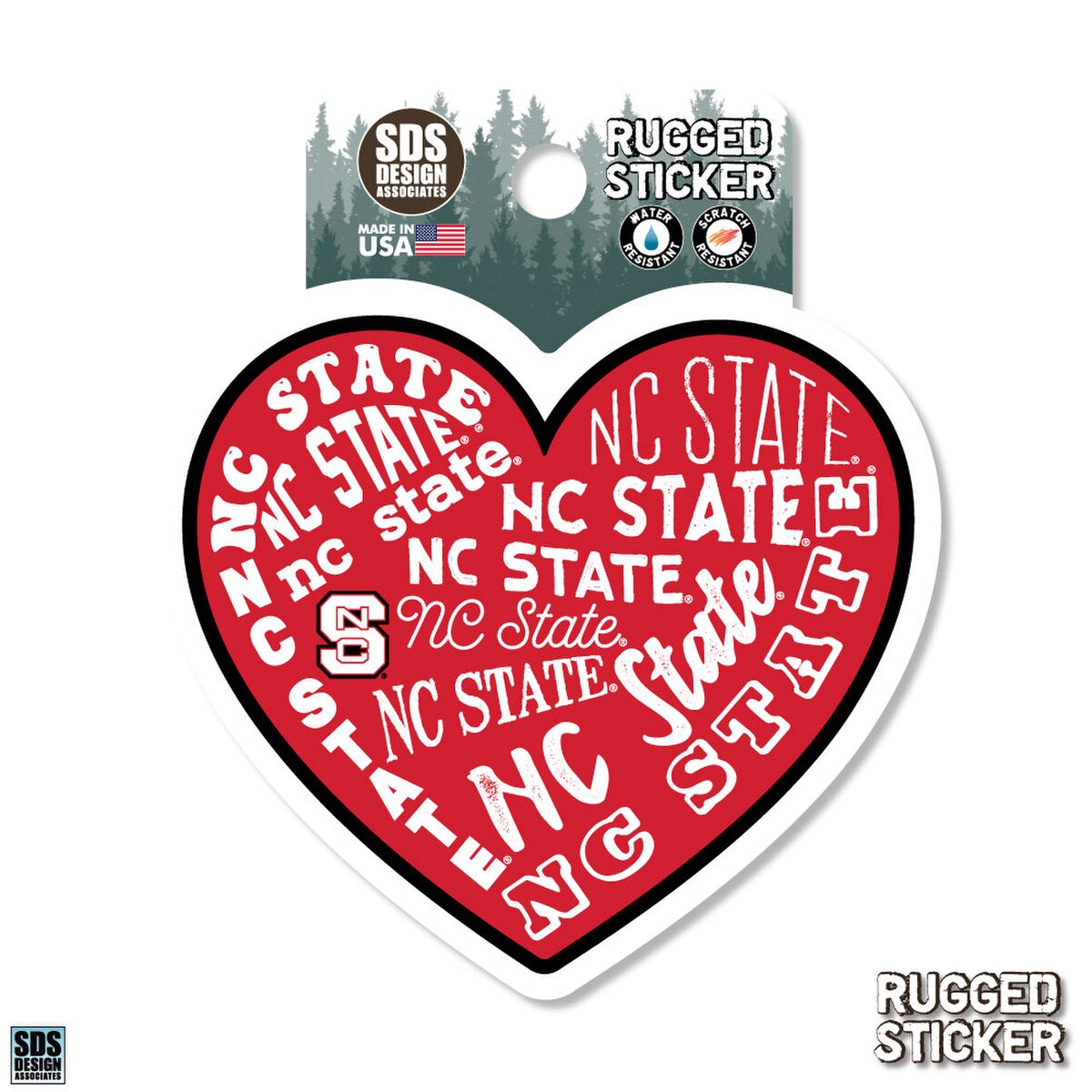 Rugged Sticker Heart NC State